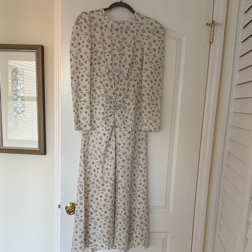 Mango Cream and Black Long Sleeve Dress